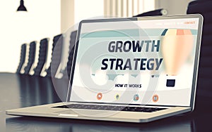 Growth Strategy - on Laptop Screen. Closeup. 3D.