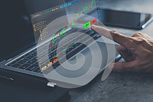 Growth and success idea of investment mutual fund.Stock market trading statistic chart or graph. Investor or trader earning,