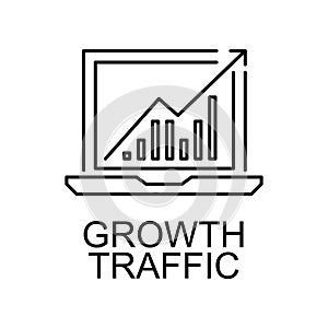 growth traffic  line icon. Element of seo and web optimization icon with name for mobile concept and web apps. Thin line growth