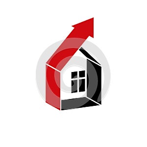 Growth trend of real estate industry. Simple house vector icon