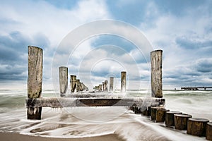 Groyne on the Baltic Sea coast in Zingst