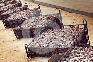 Groynes filled with gravel