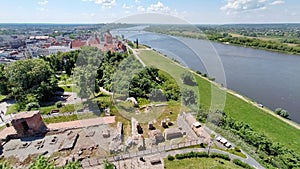Grudzi?dz - the Vistula river, old town and ruins of Teutonic castle. photo
