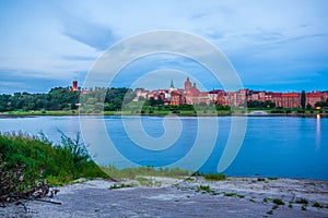 Grudziadz at night with Wisla river photo