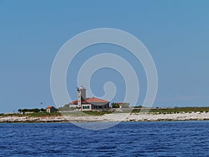 Grujica lighthouse in the Mediterranean