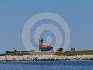 Grujica lighthouse in the Mediterranean