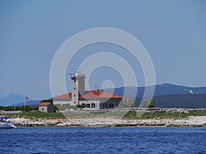 Grujica lighthouse in the Mediterranean