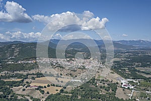 Grumento Nova village aerial from south, Italy