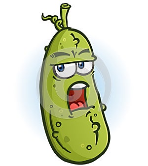 Grumpy Annoyed Pickle Cartoon Character