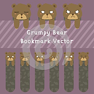 Grumpy Bear Bookmark Vector Set