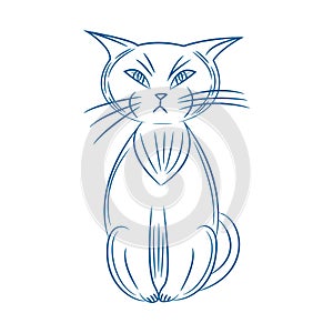 Grumpy cat. handdrawn. on white background.