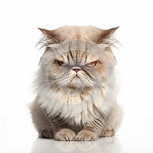 Grumpy Cat Sitting In White Background - Split Toning Style