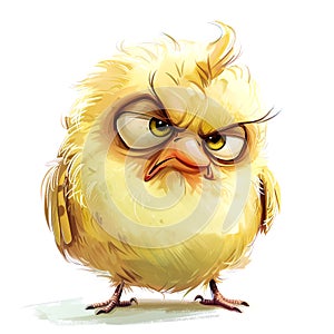 Grumpy cute bird. Sticker Clipart. AI generated