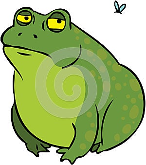 Grumpy fat frog cartoon character