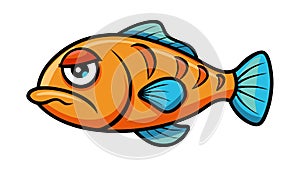 Grumpy Fish Vector Cartoon Character Design, vector design Generative AI