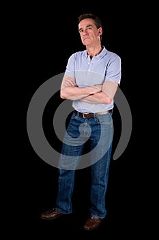 Grumpy Frowning Irritated Man Arms Folded