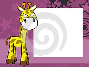 Grumpy giraffe cartoon kawaii expression pictureframe background