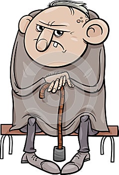 Grumpy old man cartoon illustration