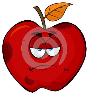 Grumpy Rotten Red Apple Fruit Cartoon Mascot Character