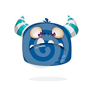 Grumpy sad monster cartoon. Vector Halloween illustration.