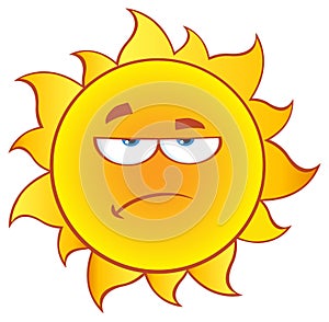 Grumpy Sun Cartoon Mascot Character With Gradient.