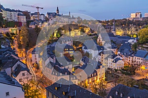 Grund and the Luxembourg Skyline at Twilight