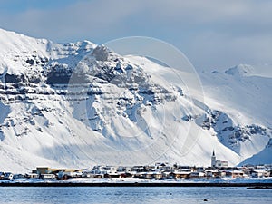 Grundarfjordur village, Iceland in winter