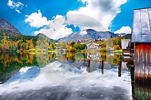 Grundlsee lake in Alps mountains