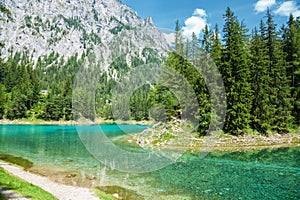 Gruner See with crystal clear water in Austria