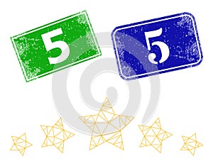 Grunge 5 Seals and Triangular Mesh 5 Star Rating Icon