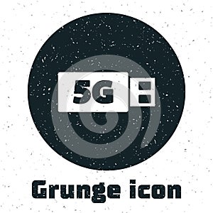 Grunge 5G modem for fast mobile Internet icon isolated on white background. Global network high speed connection data