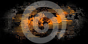 Grunge Abstract Texture Background Orange Black Halftone Dots Pattern Distressed photo