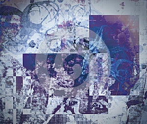 Grunge abstract textured mixed media collage, art