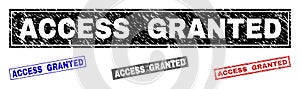 Grunge ACCESS GRANTED Scratched Rectangle Stamp Seals