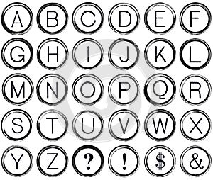 Grunge Alphabet from Vintage Typewriter Keys