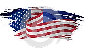 Grunge American flag. Flag of the USA, the United States of America in grunge style. USA, American flag with grunge