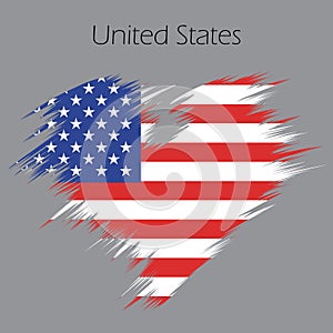 Grunge American flag U.S. United States Heart Shape Flag Grunge Distress Vintage Style USA Love heart month or happy singles day