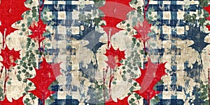 Grunge americana rustic Christmas holly leaf winter cottage style border. Festive distress cloth effect for cozy holiday