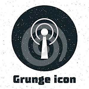 Grunge Antenna icon isolated on white background. Radio antenna wireless. Technology and network signal radio antenna