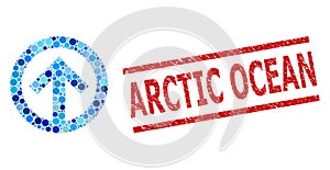 Grunge Arctic Ocean Stamp and Direction Up Composition of Round Dots