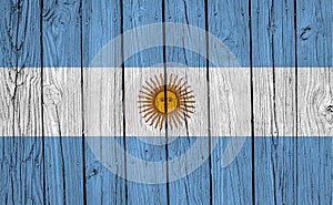 Grunge Argentina Flag Over Wood Planks