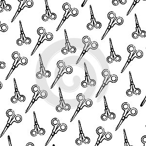 Grunge artistic scissors school utensils background