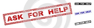 Grunge ASK FOR HELP Textured Rectangle Stamp Seals