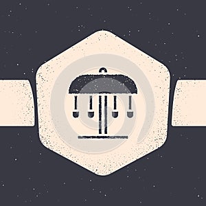 Grunge Attraction carousel icon isolated on grey background. Amusement park. Childrens entertainment playground