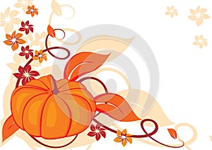 Grunge autumnal background with pumpkin