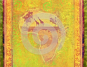 Grunge background with African continent