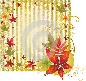 Grunge background with Autumn Leafs. Thanksgiving