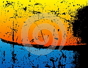 Grunge Background with Blue and Orange