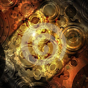 Grunge Background with Gears