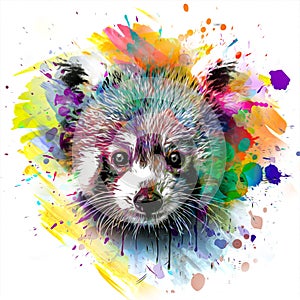 Grunge background with graffiti and painted panda color art